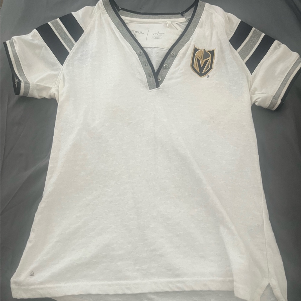 Vegas Golden Knights Antigua White and Gray Button-Up Shirt